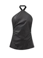 Acne Studios - Lecile Buckled-halterneck Leather Top - Womens - Black