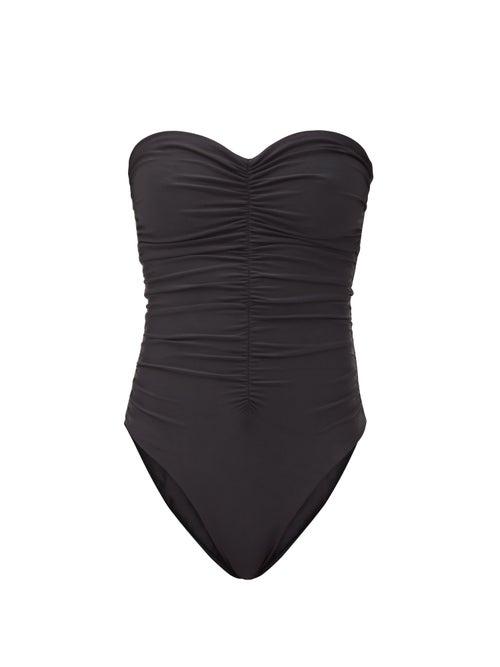 Ladies Beachwear Jade Swim - Yara Ruched Strapless Swimsuit - Womens - Black