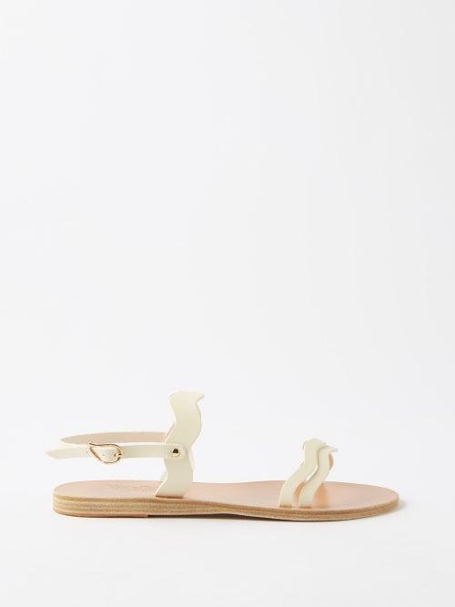 Ancient Greek Sandals - Chania Scallop-edge Leather Sandals - Womens - Off White