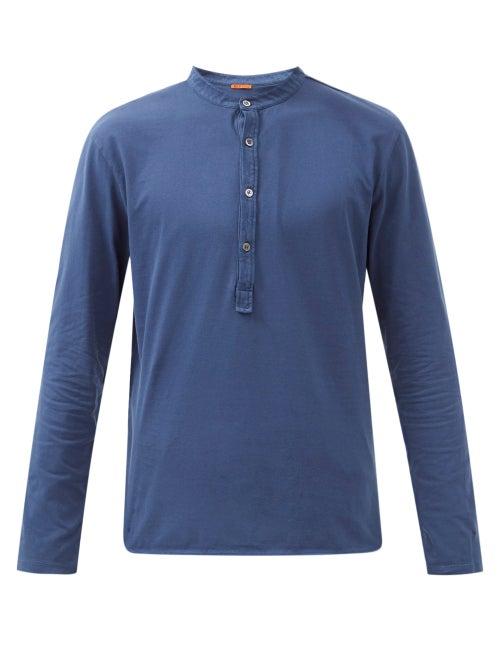 Mens Rtw Barena Venezia - Nalin Cotton-jersey Henley Shirt - Mens - Navy