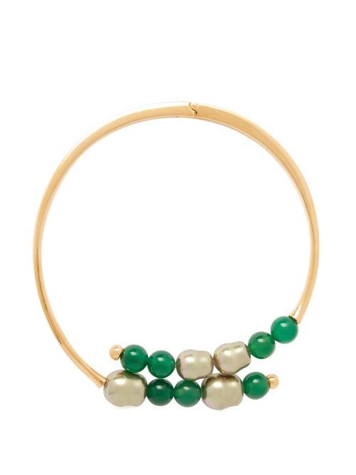 Matchesfashion.com Peter Pilotto - Beaded Hinged Choker Necklace - Womens - Green
