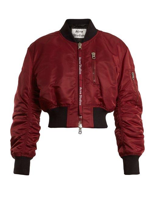 Matchesfashion.com Acne Studios - Aila Cropped Padded Bomber Jacket - Womens - Burgundy
