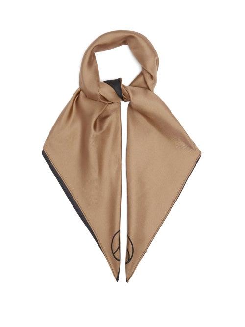 Matchesfashion.com Lescarf - No.11 Monogram-print Silk Scarf - Womens - Camel