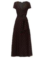 Matchesfashion.com Redvalentino - Heart Print Chiffon Dress - Womens - Black Multi