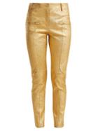 Matchesfashion.com Sies Marjan - Brin Metallic Leather Biker Trousers - Womens - Gold