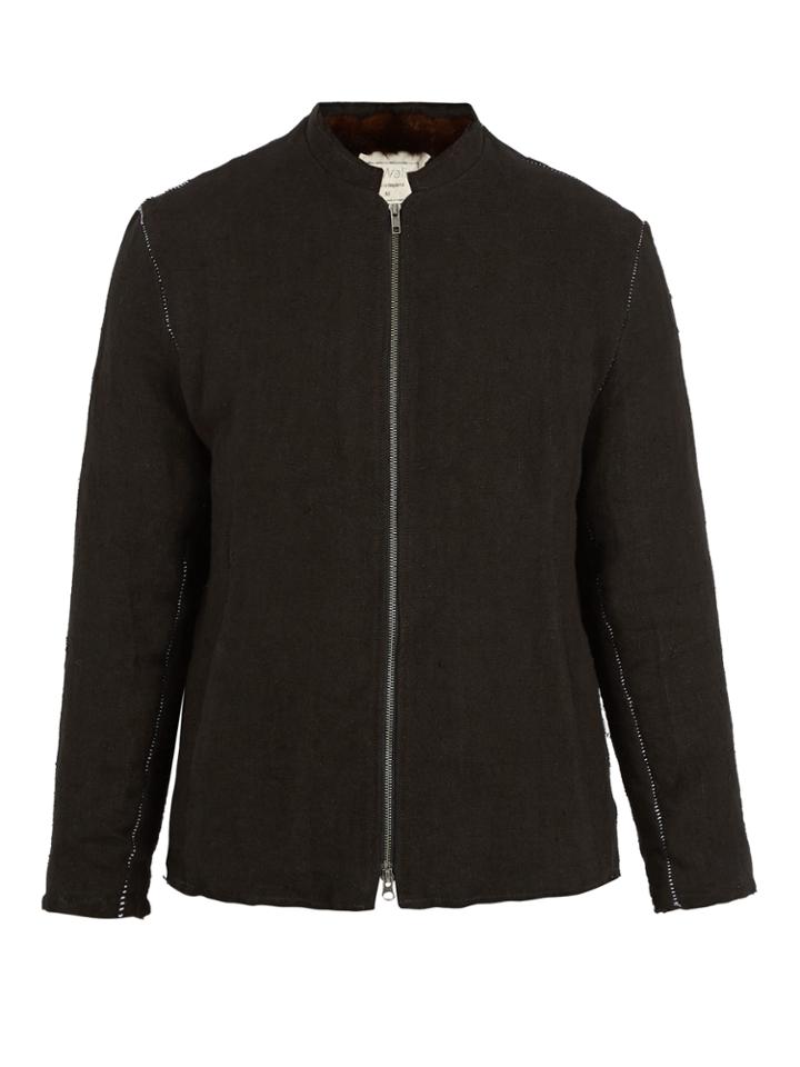 By Walid Fur-lined Linen Jacket