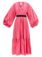 Roksanda - Zaineb Puff-sleeve Cotton-poplin Maxi Dress - Womens - Pink