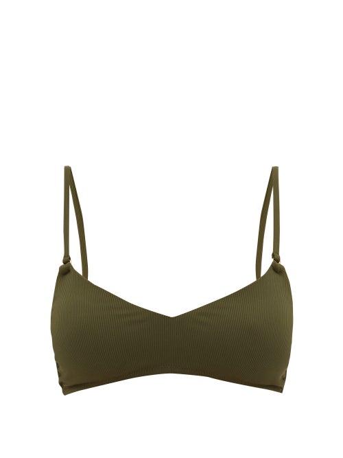 Matchesfashion.com Melissa Odabash - Vienna Ribbed Padded Bikini Top - Womens - Dark Green