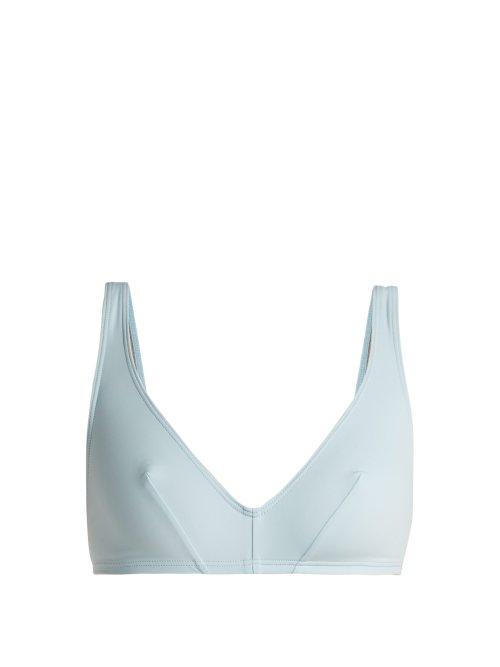 Matchesfashion.com Three Graces London - Salome Triangle Bikini Top - Womens - Light Blue