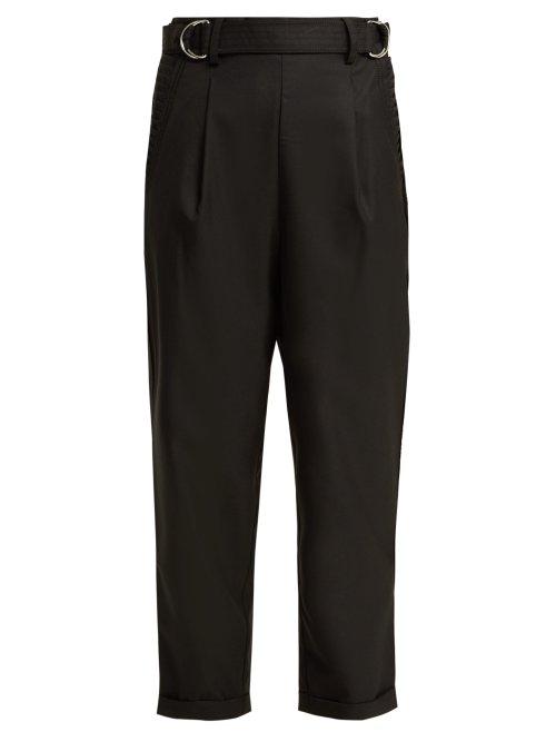 Matchesfashion.com Aje - Salisbury Belted High Rise Wool Blend Trousers - Womens - Black
