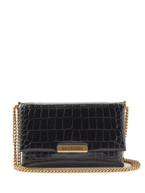 Balenciaga - Triplet Croc-effect Leather Shoulder Bag - Womens - Black