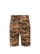 Matchesfashion.com Bless - Moose Print Cotton Shorts - Mens - Grey Multi