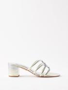 Aquazzura - Moon 50 Caged Leather Sandals - Womens - Silver