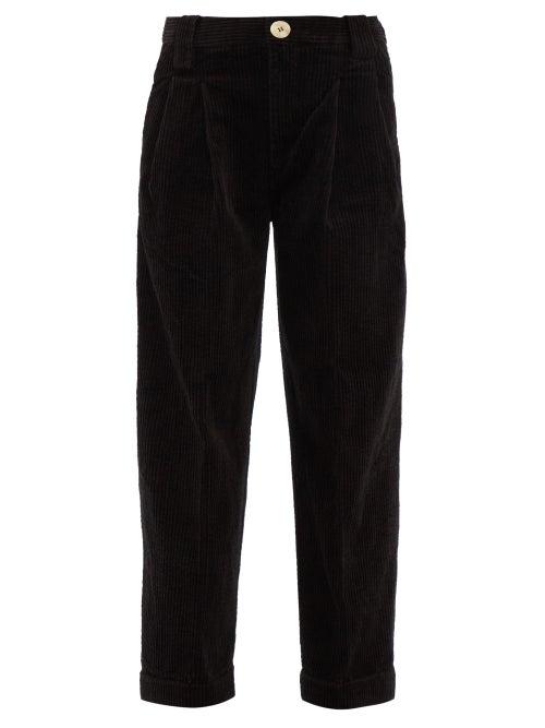 Ganni - Straight-leg Cotton-blend Corduroy Trousers - Womens - Black