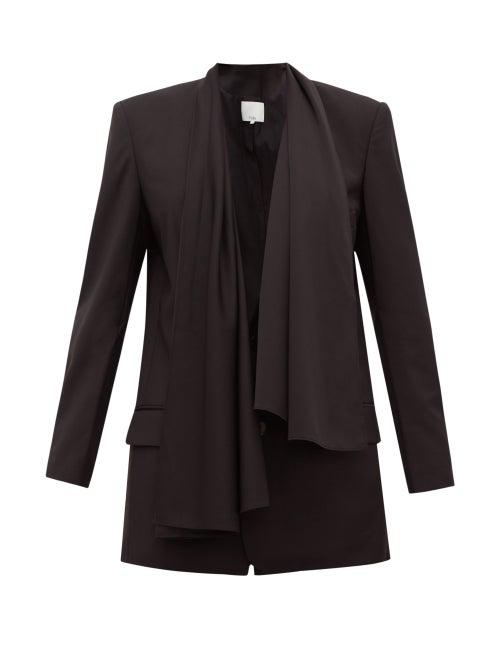 Matchesfashion.com Tibi - Tropical Scarf Single-breasted Twill Jacket - Womens - Black