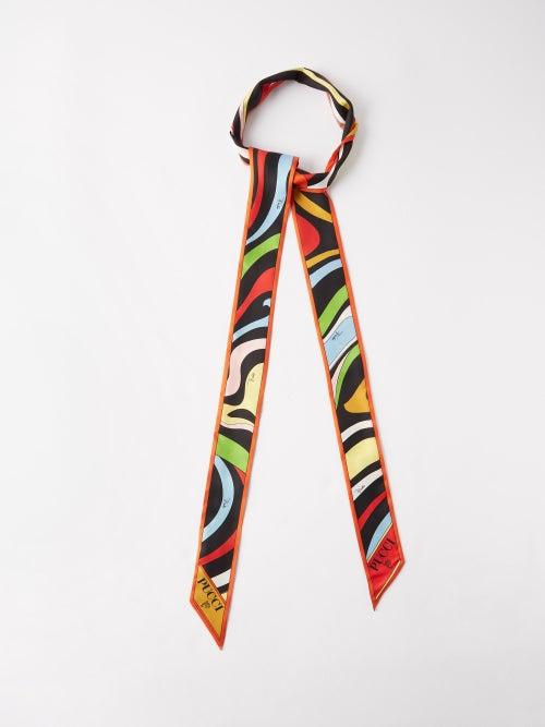 Pucci - Marmo And Iride-print Silk-twill Scarf - Womens - Red Multi