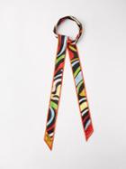 Pucci - Marmo And Iride-print Silk-twill Scarf - Womens - Red Multi