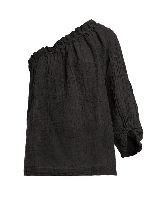 Matchesfashion.com Masscob - Asymmetric Linen Blend Top - Womens - Black