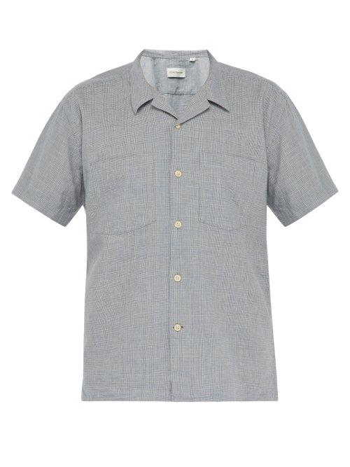Matchesfashion.com Oliver Spencer - Havana Short Sleeved Checked Cotton Shirt - Mens - Blue