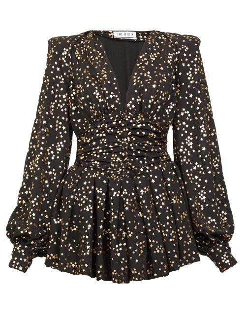 Matchesfashion.com The Attico - Star-print Mini Dress - Womens - Black Gold