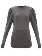 Matchesfashion.com Isabel Marant - Davallia Wool Jersey Top - Womens - Grey