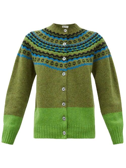 Matchesfashion.com Molly Goddard - Timmy Fair-isle Wool Cardigan - Womens - Green