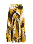 Matchesfashion.com Versace - Baroque-print Pleated Satin Midi Skirt - Womens - White Multi