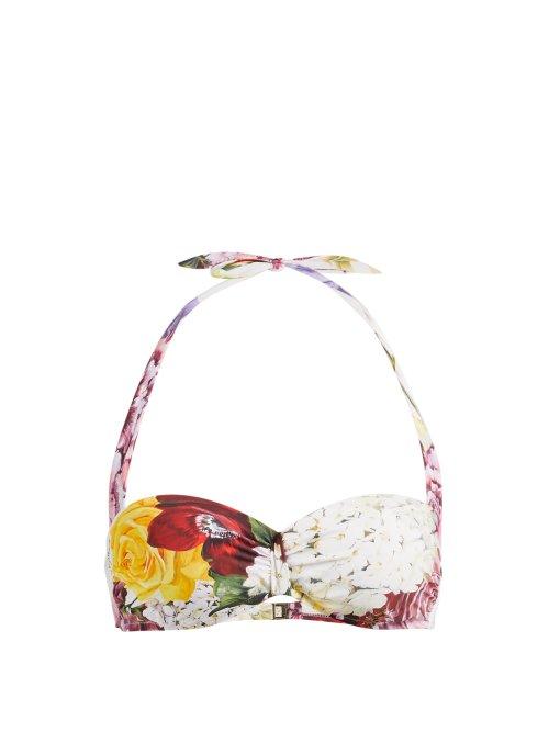 Matchesfashion.com Dolce & Gabbana - Ortensie Floral Print Balconette Bikini Top - Womens - Multi