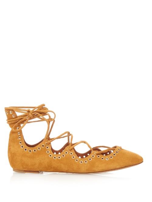 Isabel Marant Leo Lace-up Suede Ballet Flats