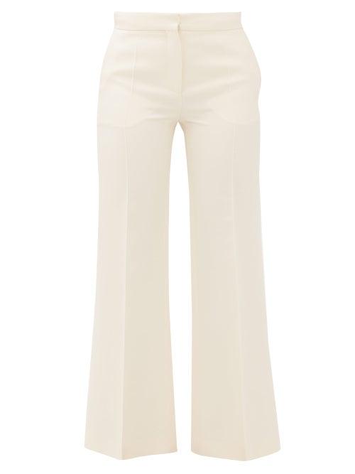 Matchesfashion.com Valentino - Crepe Couture Wool-blend Kick-flare Trousers - Womens - Ivory