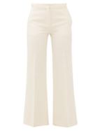 Matchesfashion.com Valentino - Crepe Couture Wool-blend Kick-flare Trousers - Womens - Ivory