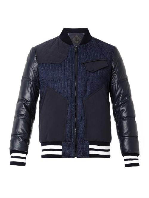 Moncler W Leather-panel Varsity Jacket
