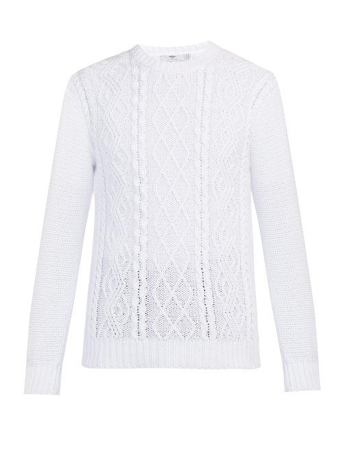Matchesfashion.com Inis Mein - Cable Knit Cotton Sweater - Mens - White