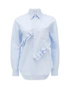 Matchesfashion.com Comme Des Garons Comme Des Garons - Ruffled Cotton Shirt - Womens - Light Blue