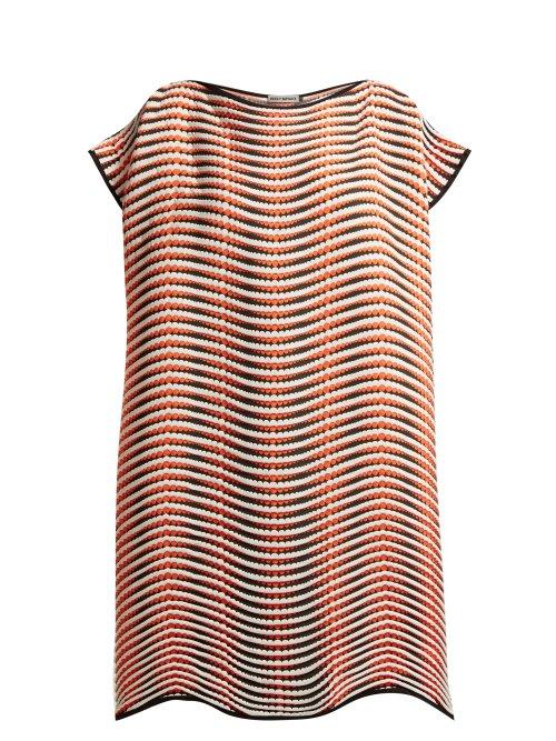 Matchesfashion.com Issey Miyake - Pleated Wave Hem Tunic - Womens - Orange Multi