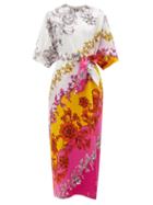 Matchesfashion.com Erdem - Rivera Modotti Wallpaper-print Cotton-sateen Dress - Womens - Pink Print