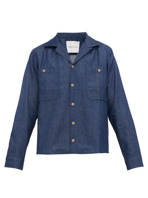 Matchesfashion.com King & Tuckfield - Denim Bowling Shirt - Mens - Indigo