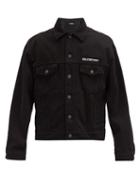 Matchesfashion.com Balenciaga - Crew-embroidered Denim Jacket - Mens - Black