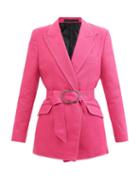 Thebe Magugu - Belted Contrast-stitch Cotton Wraparound Jacket - Womens - Pink