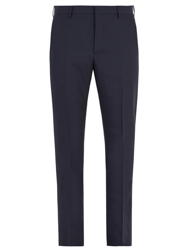 Prada Checked Slim-leg Wool-blend Trousers