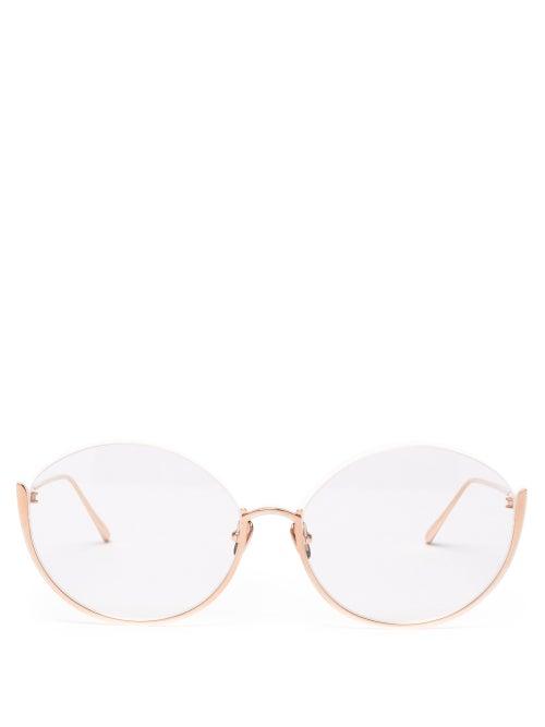 Matchesfashion.com Linda Farrow - Rae 18kt Rose-gold Plated Titanium Glasses - Womens - Rose Gold