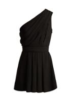 Matchesfashion.com Saint Laurent - One Shoulder Draped Crepe Mini Dress - Womens - Black