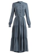 Matchesfashion.com See By Chlo - Pleated Tie Waist Crepe Dress - Womens - Blue