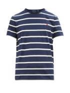 Matchesfashion.com Polo Ralph Lauren - Logo Embroidered Striped Cotton Jersey T Shirt - Mens - Navy White