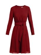 Matchesfashion.com Cefinn - Belted Long Sleeved Dress - Womens - Burgundy