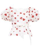 Matchesfashion.com Rodarte - Glitter Heart Tulle And Silk Taffeta Top - Womens - White Multi