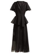 Matchesfashion.com Anna October - Pleated Organza Wrap Midi Dress - Womens - Black