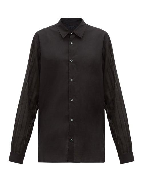 Matchesfashion.com Ann Demeulemeester - Sheer-sleeved Cotton-poplin Shirt - Womens - Black