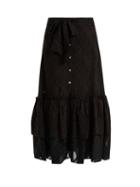 Matchesfashion.com Caroline Constas - Self Tie Tiered Ruffle Skirt - Womens - Black