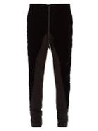 Matchesfashion.com Greg Lauren - Deconstructed Popper Trim Velvet Trousers - Mens - Black